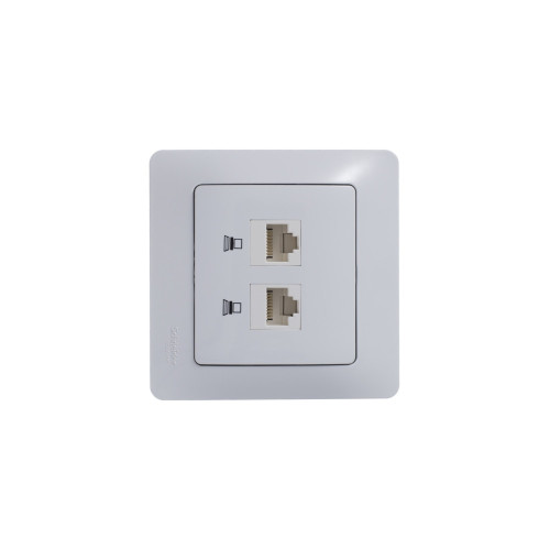 GLOSSA РОЗЕТКА двойная компьютерная RJ45+RJ45 кат. 5e, механизм, БЕЛЫЙ