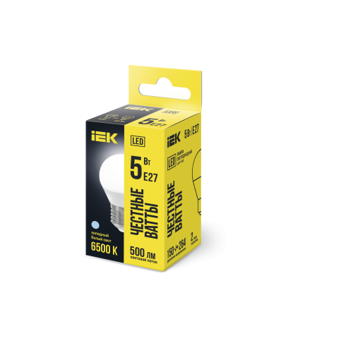 Лампа светодиодная G45 шар 5Вт 230В 6500К E27 IEK