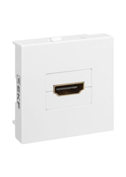 Розетка HDMI 45x45, 2 модуля, 1 гнездо, без индикатора, белая EKF