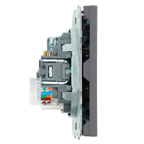 Розетка TV + компьютерная RJ-45 (механизм), STEKKER, серия Эмили, RST00-5106-10, платиново-серый, soft touch Розетка TV + компьютерная RJ-45 (механизм), STEKKER, серия Эмили, RST00-5106-10, платиново-серый, soft touch