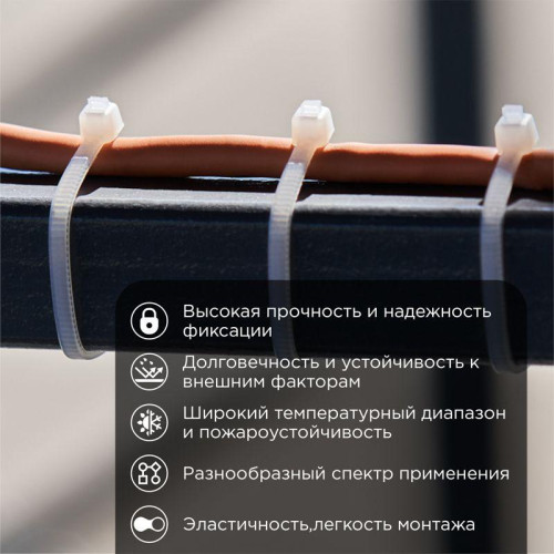 Хомут кабельный 2.5х100 нейл. бел. (уп.100шт) Rexant 07-0100 Хомут кабельный 2.5х100 нейл. бел. (уп.100шт) Rexant 07-0100