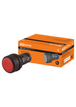 Кнопка SB7-CAL45 с фиксацией, 1НО+1НЗ, d22 мм, красная, IP54 TDM