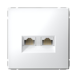 ARTGALLERY РОЗЕТКА двойная компьютерная RJ45+RJ45, кат.6А, механизм, БЕЛЫЙ