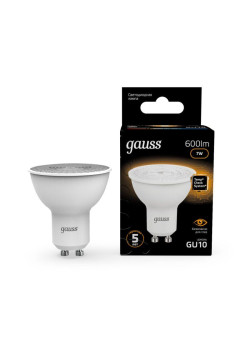 Лампа светодиодная Black 7Вт MR16 софит 3000К тепл. бел. GU10 600лм GAUSS 101506107
