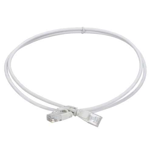 ITK Коммутационный шнур (патч-корд) кат.5E UTP LSZH 1,5м slim колпачок с язычком белый