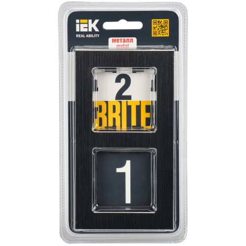 BRITE Рамка 2 -местная РУ-2-1-БрЧ металл черный IEK