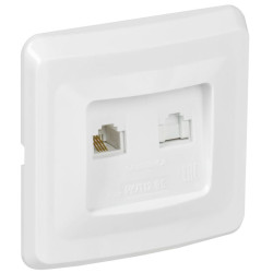 Розетка компьютерная + телефонная 2-м СП Вега РК/Т12-ВБ RJ45 + RJ11 бел. IEK EIV20-K01-DM