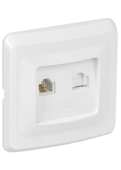 Розетка компьютерная + телефонная 2-м СП Вега РК/Т12-ВБ RJ45 + RJ11 бел. IEK EIV20-K01-DM