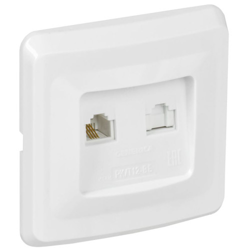 Розетка компьютерная + телефонная 2-м СП Вега РК/Т12-ВБ RJ45 + RJ11 бел. IEK EIV20-K01-DM