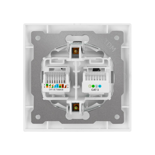 Розетка телефонная RJ11 + компьютерная RJ45 белая Розетка телефонная RJ11 + компьютерная RJ45 белая