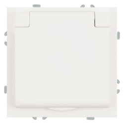 Розетка 1-местная с крышкой с защ. штор, STEKKER, с/з, IP42, 250В, 16А, серия Эмили, RST16-5112-01, белый фарфор, soft touch