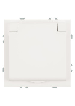 Розетка 1-местная с крышкой с защ. штор, STEKKER, с/з, IP42, 250В, 16А, серия Эмили, RST16-5112-01, белый фарфор, soft touch
