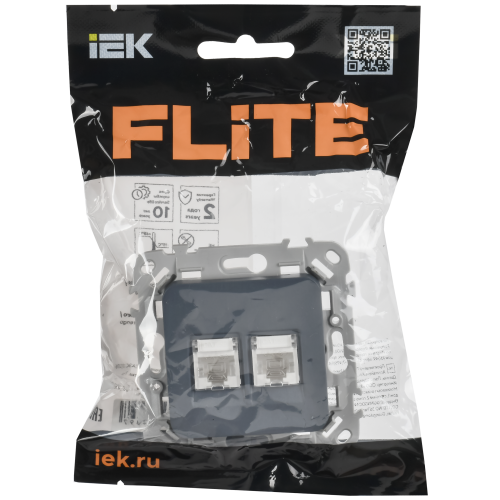 FLITE Розетка 2-местная компьютерная RJ45 категория 5Е UTP РК5е-2-0-ФлМ маренго IEK FLITE Розетка 2-местная компьютерная RJ45 категория 5Е UTP РК5е-2-0-ФлМ маренго IEK