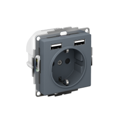 ATLASDESIGN РОЗЕТКА 16А c 2 USB A+A, 5В/2,4А, 2х5В/1,2А, механизм, ГРИФЕЛЬ