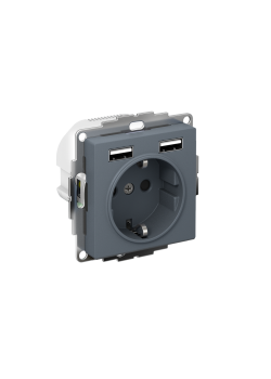 ATLASDESIGN РОЗЕТКА 16А c 2 USB A+A, 5В/2,4А, 2х5В/1,2А, механизм, ГРИФЕЛЬ