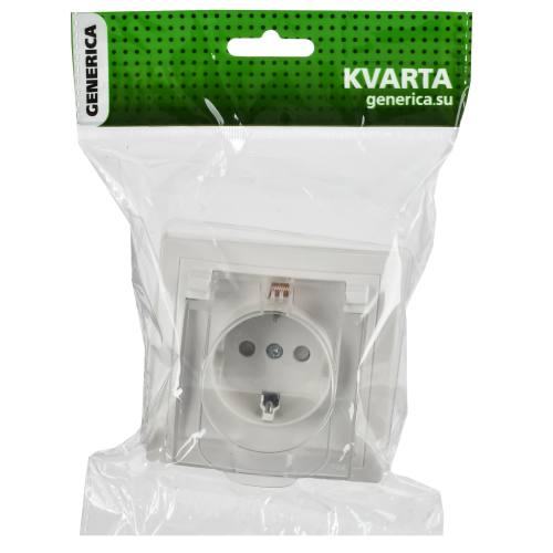 KVARTA Розетка с заземлением с защитными шторками с крышкой IP44 16А кер РСбш11-3-ККБ-44 белый GENERICA KVARTA Розетка с заземлением с защитными шторками с крышкой IP44 16А кер РСбш11-3-ККБ-44 белый GENERICA