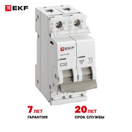 Авт. выкл. ВА 47-63N 2P 32А (C) 6кА PROXIMA EKF
