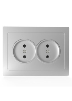 Розетка 2-м СП Pixel 16А IP20 без заземл. в сборе алюм. TOKOV ELECTRIC TKE-PX-R2F-C03