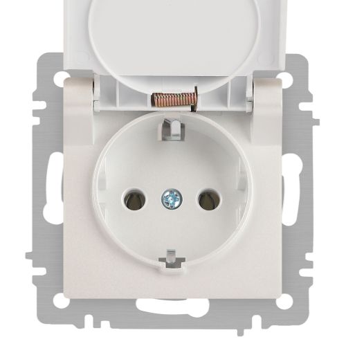 Розетка 1-м СП Accent 6-203-06 16А IP20 250В 2P+E Schuko с крышкой AL/CU перламутр. Intro Б0063429 Розетка 1-м СП Accent 6-203-06 16А IP20 250В 2P+E Schuko с крышкой AL/CU перламутр. Intro Б0063429