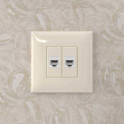 Компьютерная розетка RJ-45 без шторки в стену, кат.5е двойная, Avanti, ванильная дымка Компьютерная розетка RJ-45 без шторки в стену, кат.5е двойная, Avanti, ванильная дымка