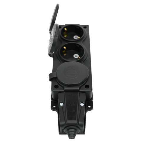 MULTISET Колодка 3х розетка 2К+З каучуковая 16 А/250 В IP44 ЧЁРНАЯ MULTISET Колодка 3х розетка 2К+З каучуковая 16 А/250 В IP44 ЧЁРНАЯ