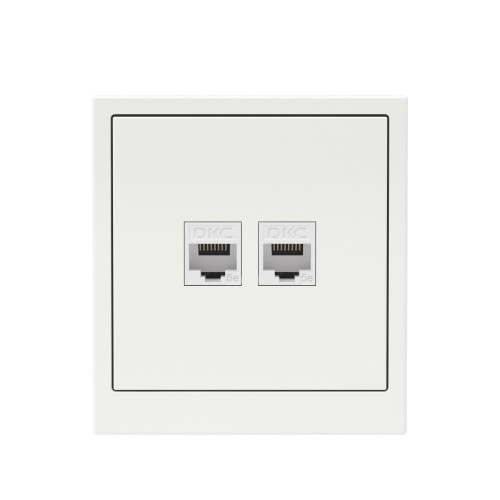 Компьютерная розетка RJ-45 без шторки, кат.5е двойная, KANT, белая магнолия Компьютерная розетка RJ-45 без шторки, кат.5е двойная, KANT, белая магнолия