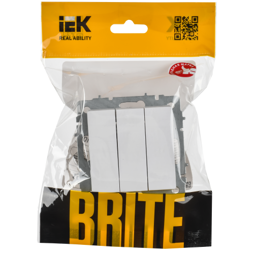 BRITE Выключатель 3-клавишный 10А ВС10-3-0-БрАБ арктический белый IEK