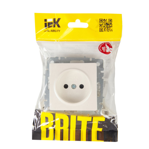 BRITE Розетка 1-местная без заземления с защитными шторками 10А РСш10-2-БрЖ жемчуг IEK BRITE Розетка 1-местная без заземления с защитными шторками 10А РСш10-2-БрЖ жемчуг IEK