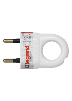Вилка электрич. каб. Helium 6А 2P+E прямая бел. Leg 050162