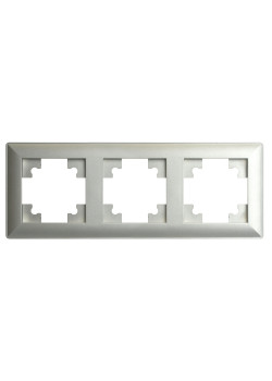 Рамка STEKKER, PFR00-7003-03 3-местная, пластик, серия Катрин, серебро