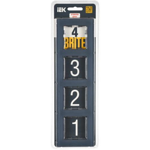 BRITE Рамка 4-местная РУ-4-2-Бр стекло маренго матовый IEK BRITE Рамка 4-местная РУ-4-2-Бр стекло маренго матовый IEK