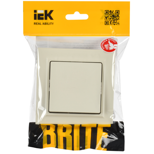 BRITE Выключатель 1-клавишный 10А в сборе ВСР10-1-0-БрКр бежевый IEK BRITE Выключатель 1-клавишный 10А в сборе ВСР10-1-0-БрКр бежевый IEK