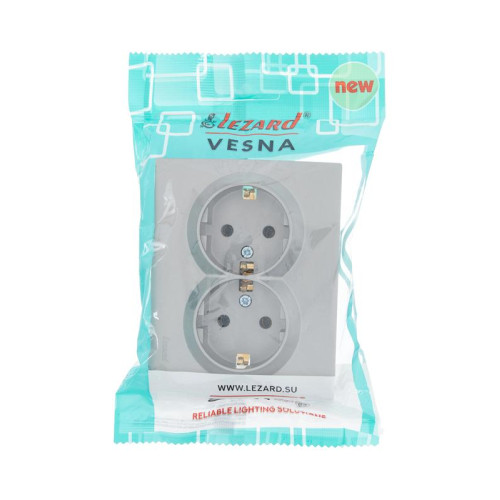 Розетка 2-м СП VESNA с заземл. ПБТ платина LEZARD 742-3500-127B Розетка 2-м СП VESNA с заземл. ПБТ платина LEZARD 742-3500-127B