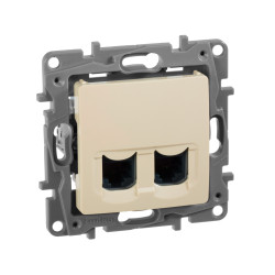 ETIKA Розетка компьютерная двойная RJ45 категория 5Е UTP слоновая кость