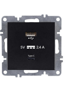 Розетка LAVIN/KAREN USB + TYPE-C механизм черн. ARVIA 50 07 2000 304