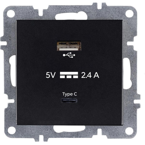 Розетка LAVIN/KAREN USB + TYPE-C механизм черн. ARVIA 50 07 2000 304