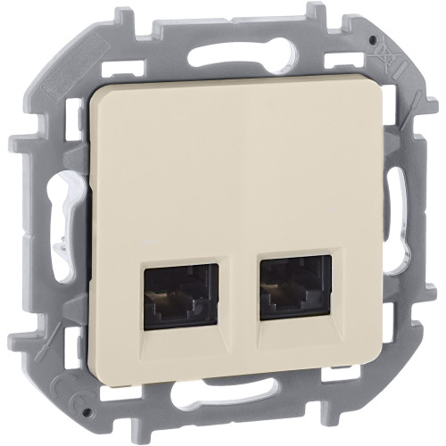 INSPIRIA Розетка компьютерная двойная RJ45 категория 5Е UTP слоновая кость
