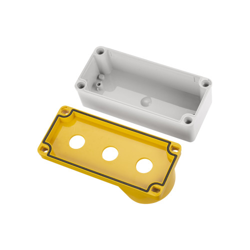 Корпус КП103 c козырьком для кнопок, 3 места, ABS желтый, IP66 TDM
