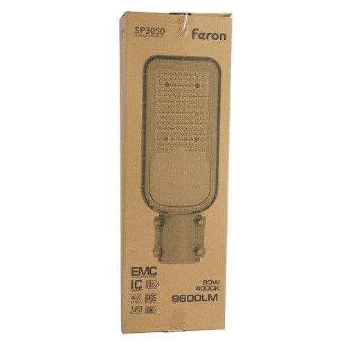 Светодиодный уличный консольный светильник Feron SP3050 80W 4000K 230V, серый