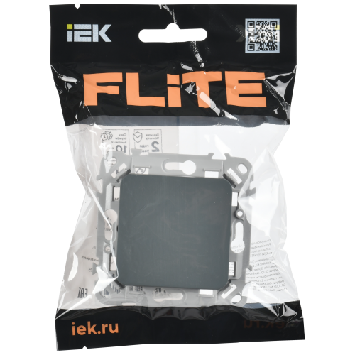FLITE Выключатель 1-клавишный 10А ВС11-1-0-ФлМА мокрый асфальт IEK