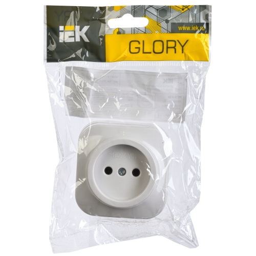 GLORY Розетка 1-местная для открытой установки без заземления без защитных шторок 10А РС20-2-ХБ белый IEK GLORY Розетка 1-местная для открытой установки без заземления без защитных шторок 10А РС20-2-ХБ белый IEK