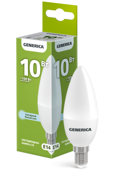Лампа светодиодная C35 свеча 10Вт 230В 6500К E14 GENERICA