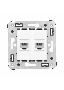 Компьютерная розетка RJ-45 без шторки в стену, кат.6 двойная, Avanti, белое облако