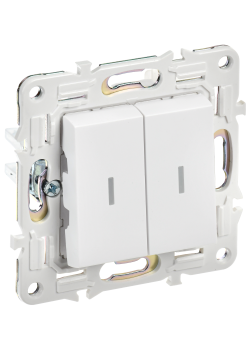 SKANDY Выключатель 2-клавишный проходной с индикацией 10А SK-V10W арктический белый IEK