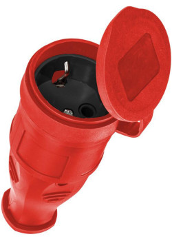 Розетка 16А IP44 прямая с заземл. каучук красн. КОСМОС RKsm-Z-IP(R)16A