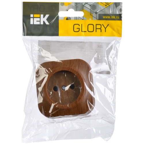 GLORY Розетка 1-местная для открытой установки без заземления без защитных шторок 10А РС20-2-ХД дуб IEK GLORY Розетка 1-местная для открытой установки без заземления без защитных шторок 10А РС20-2-ХД дуб IEK