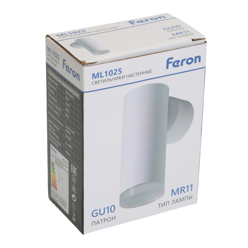 Светильник Feron ML1025 настенный под лампу GU10, белый Светильник Feron ML1025 настенный под лампу GU10, белый