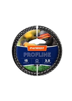 Леска Profline D3.0мм L15м (скрученный квадрат) 300-15-5 на пластиковой обойме черн. PATRIOT 805402211