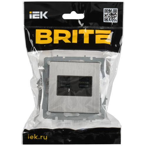 BRITE Розетка компьютерная двойная RJ45 кат.6 РК11-2-БрГН металл хром/никель IEK BRITE Розетка компьютерная двойная RJ45 кат.6 РК11-2-БрГН металл хром/никель IEK