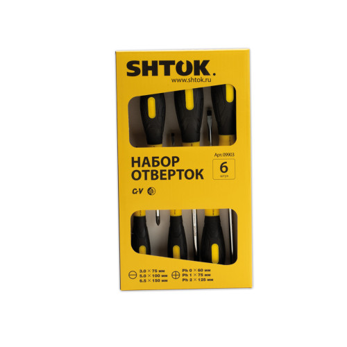 Набор отверток 6 шт. картон, SHTOK. 09903 Набор отверток 6 шт. картон, SHTOK. 09903